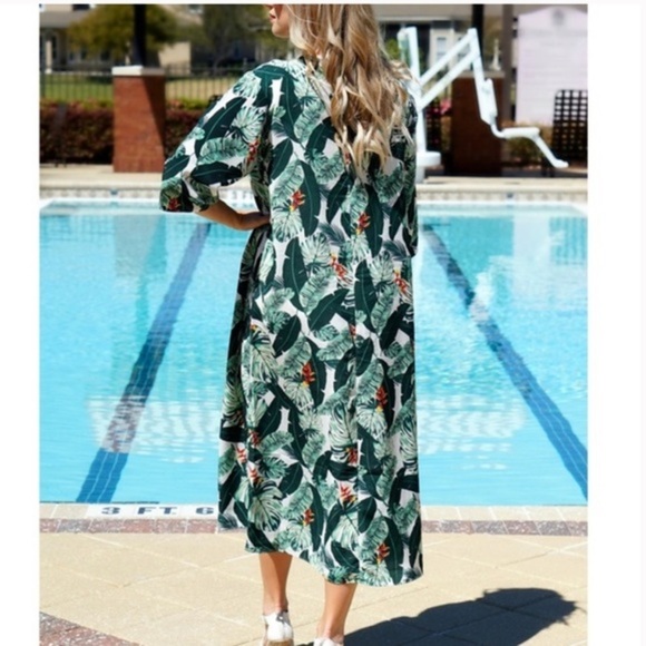 RACHEL ZOE PALM PRINT DUSTER COVER UP SZ OS - Picture 7 of 14
